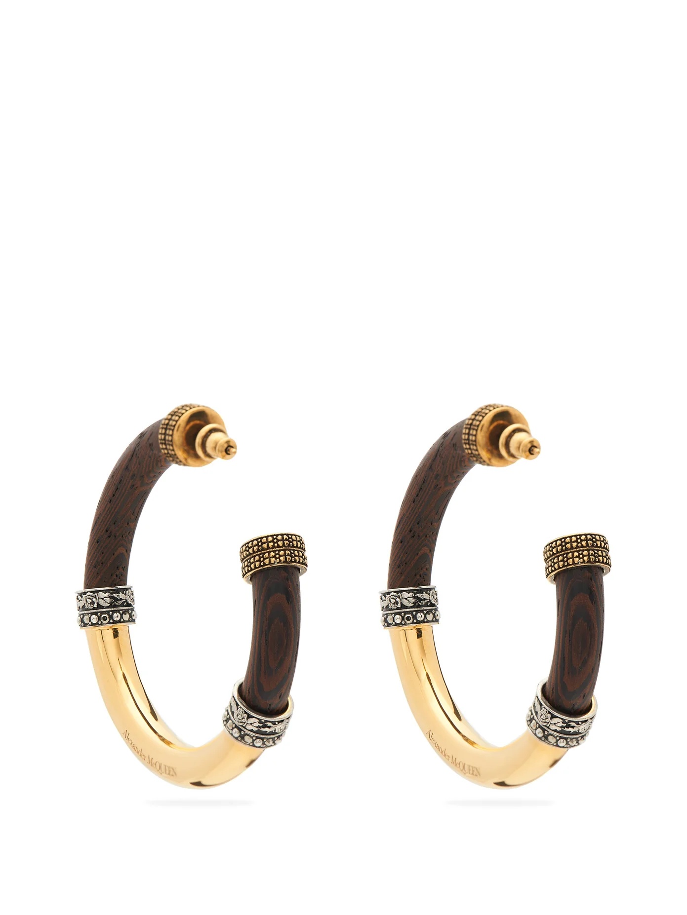 Wood-panel hoop earrings - 3