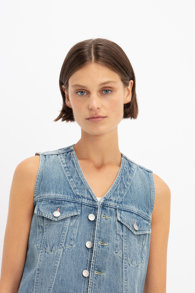 Mia Regan x VB Denim Waistcoat in Classic Blue Wash 6