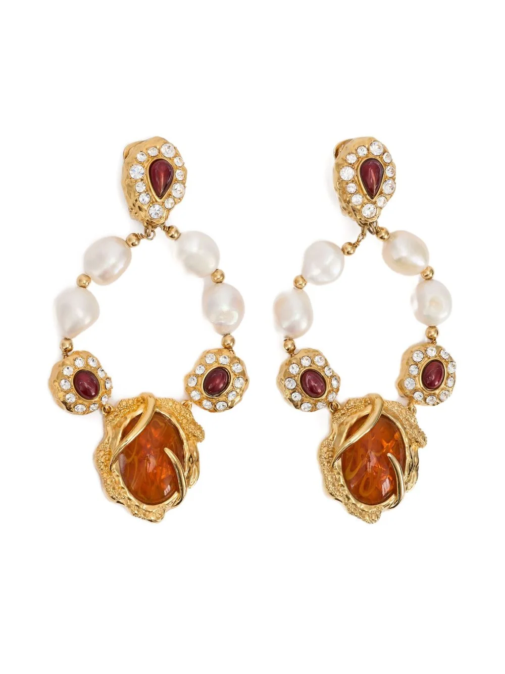 pearl embellished chandelier earrings - 1