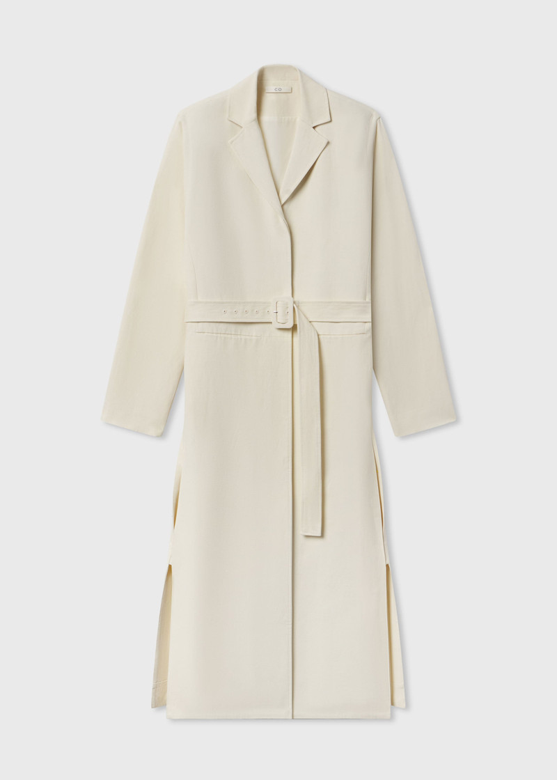Belted Notch Collar Coat in Viscose Linen 1