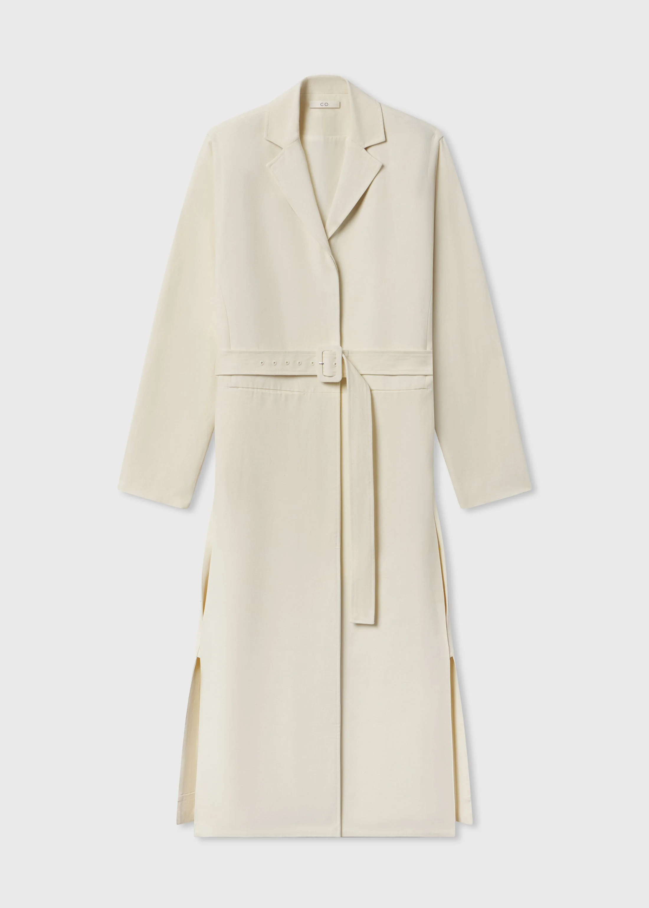 Belted Notch Collar Coat in Viscose Linen - 1