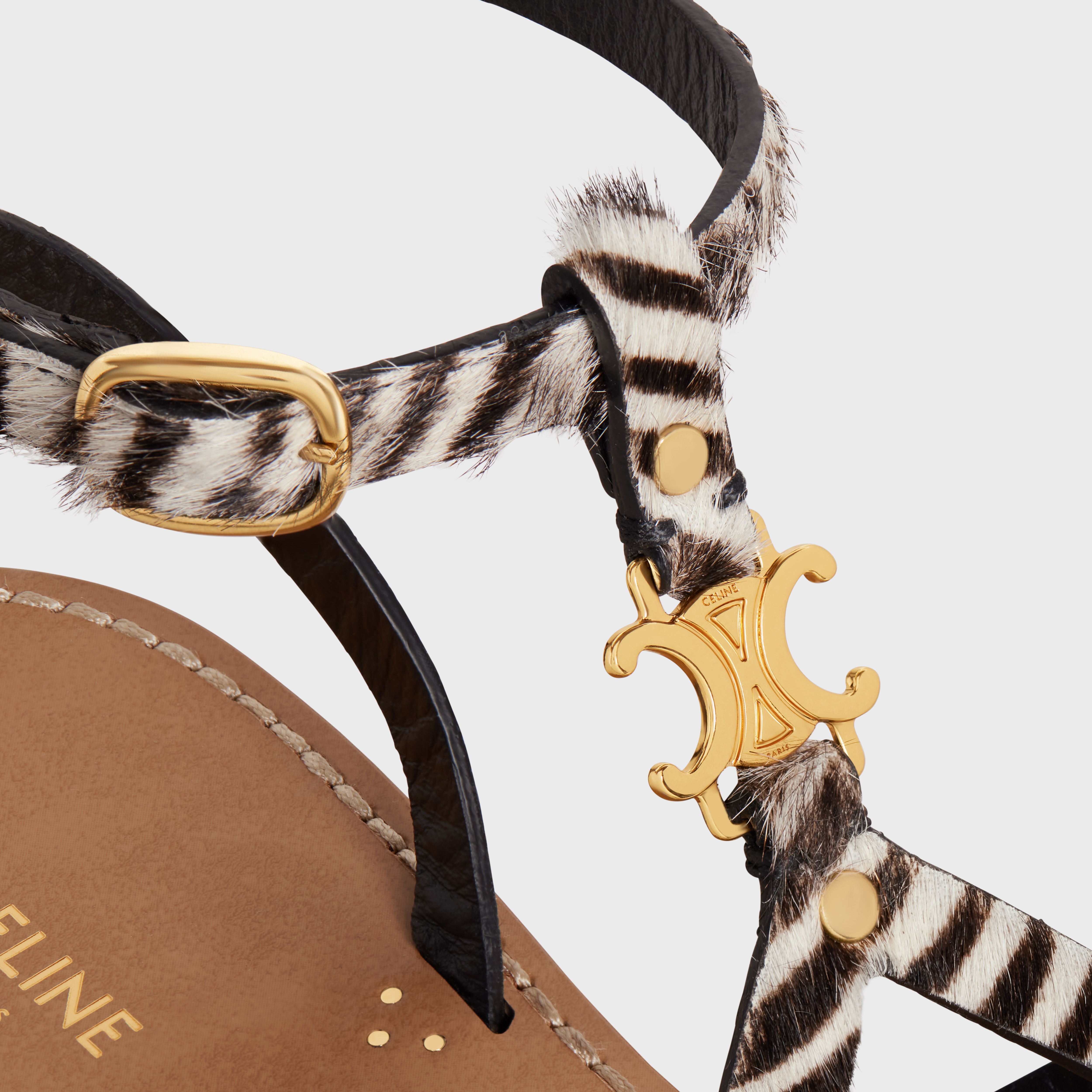 TAILLAT TRIOMPHE SANDAL in ZEBRA PRINTED HAIRY CALFSKIN - 5