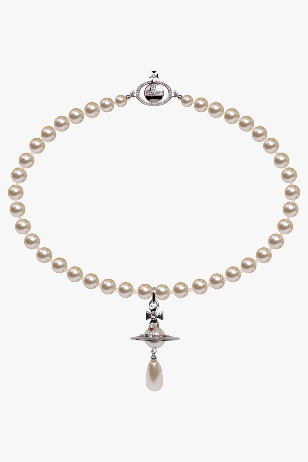 Vivienne Westwood ONE ROW PEARL DROP CHOKER | SILVER