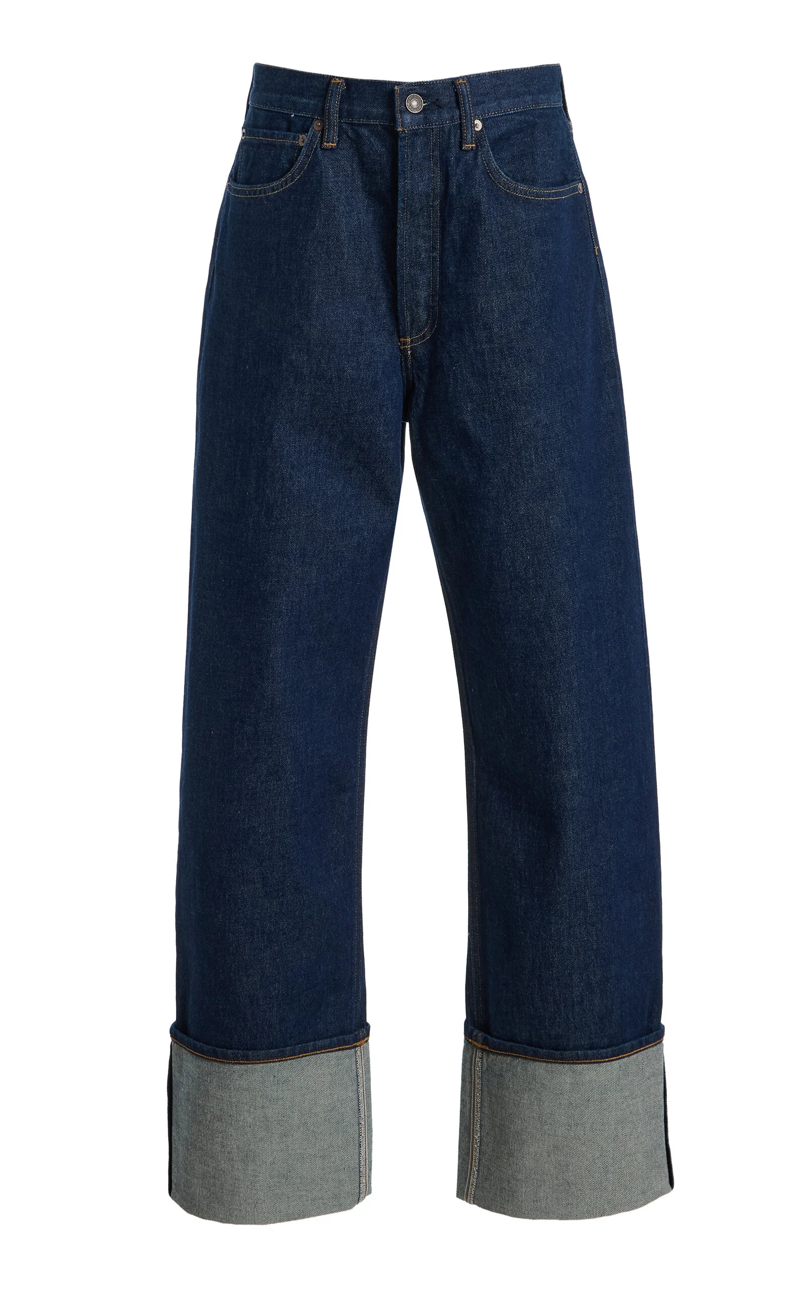 Big Cuff Rigid High-Rise Straight-Leg Jeans - 1
