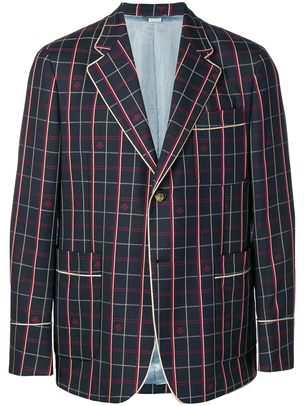 bee embroidered check blazer - 1