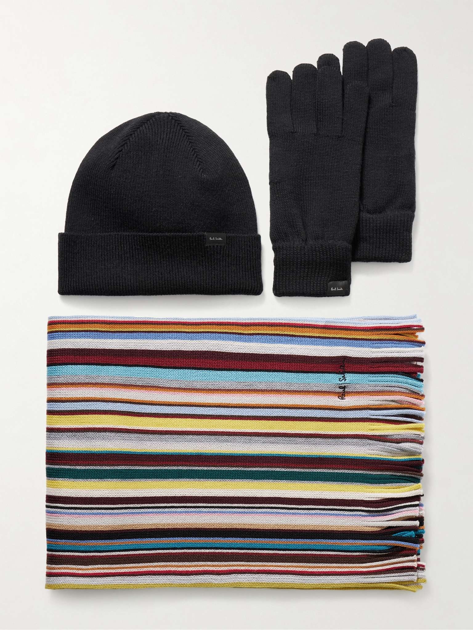 Wool Scarf, Beanie and Gloves Set - 1