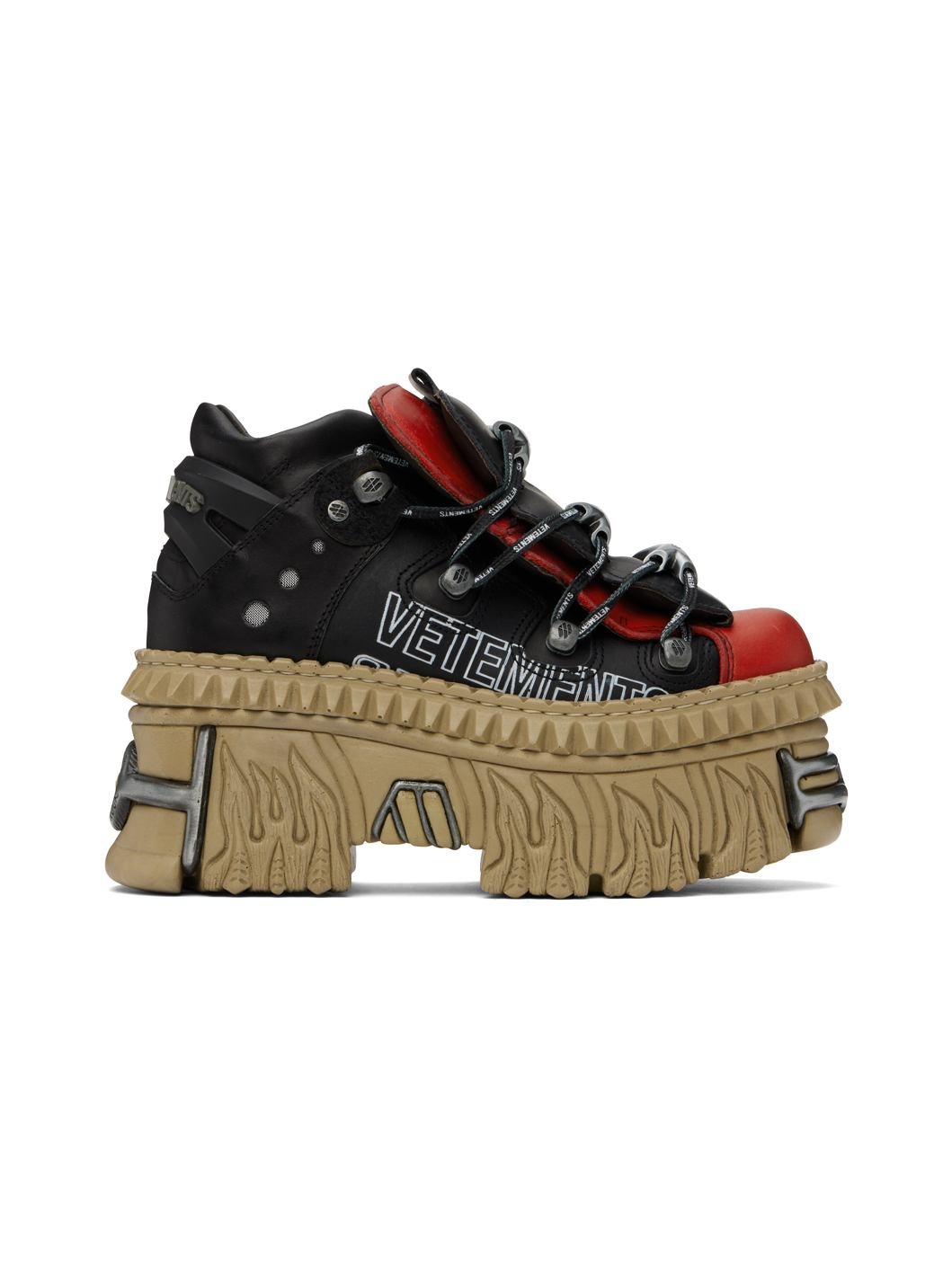 Black & Red New Rock Edition Platform Sneakers - 1