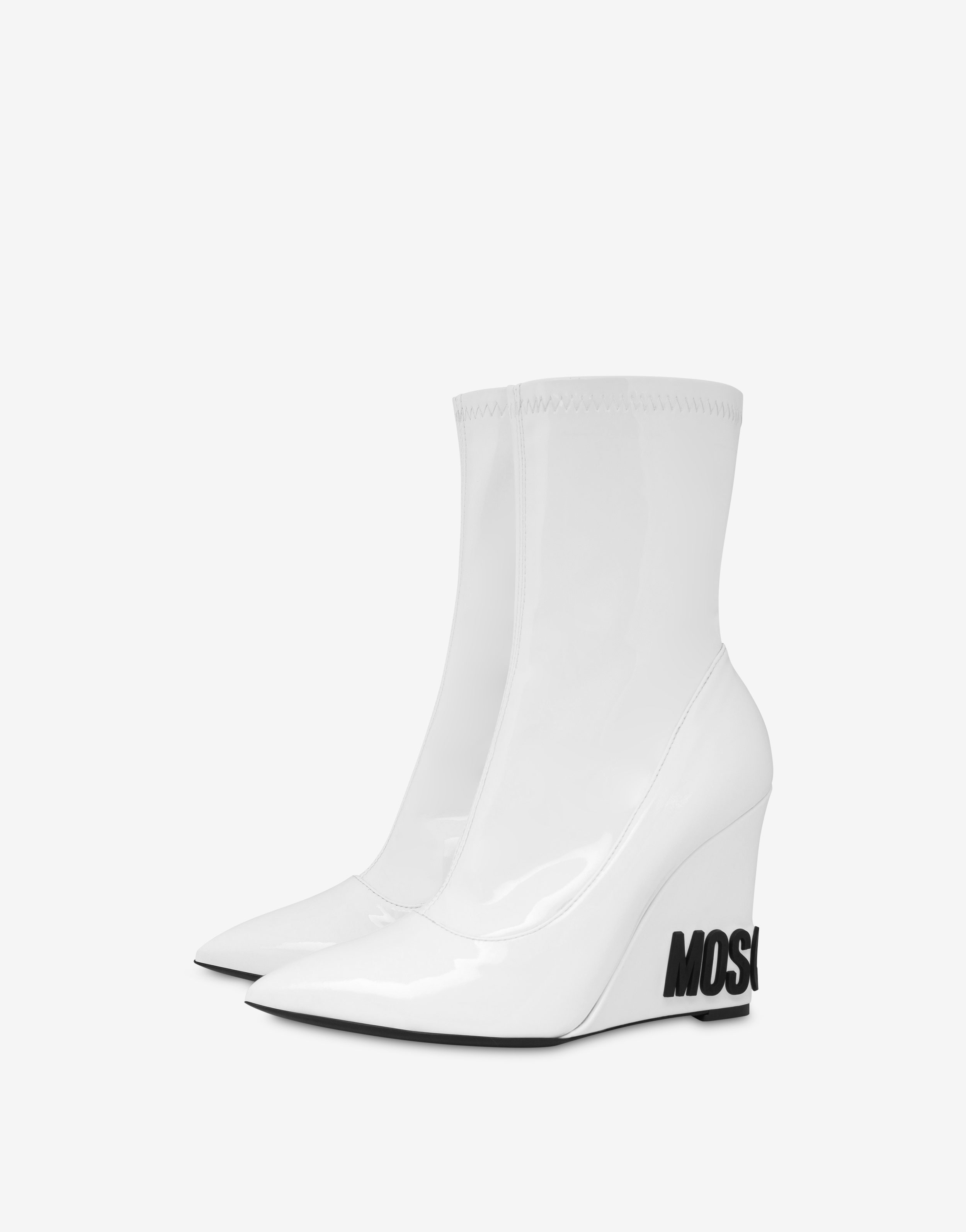 RUBBER LOGO WEDGE STRETCH ANKLE BOOTS - 1