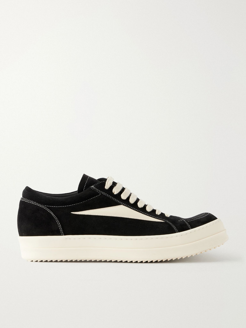 Vintage Full-Grain Leather-Trimmed Suede and Rubber Sneakers Black 1