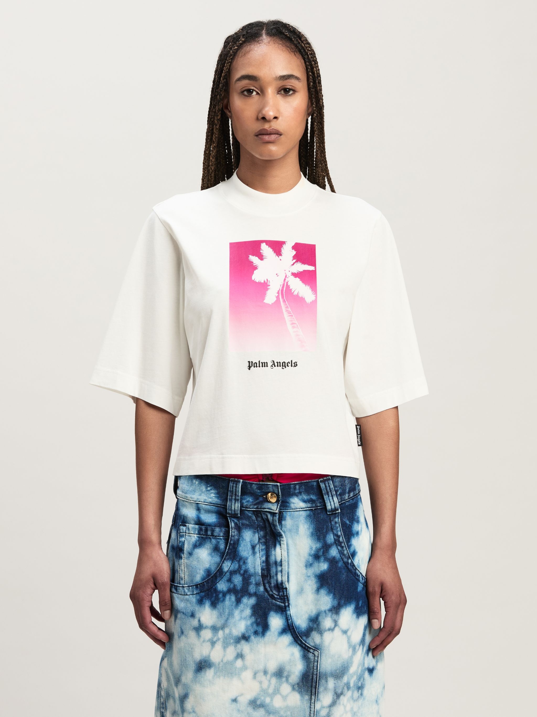 Solarized Palm Print Crop T-Shirt - 3