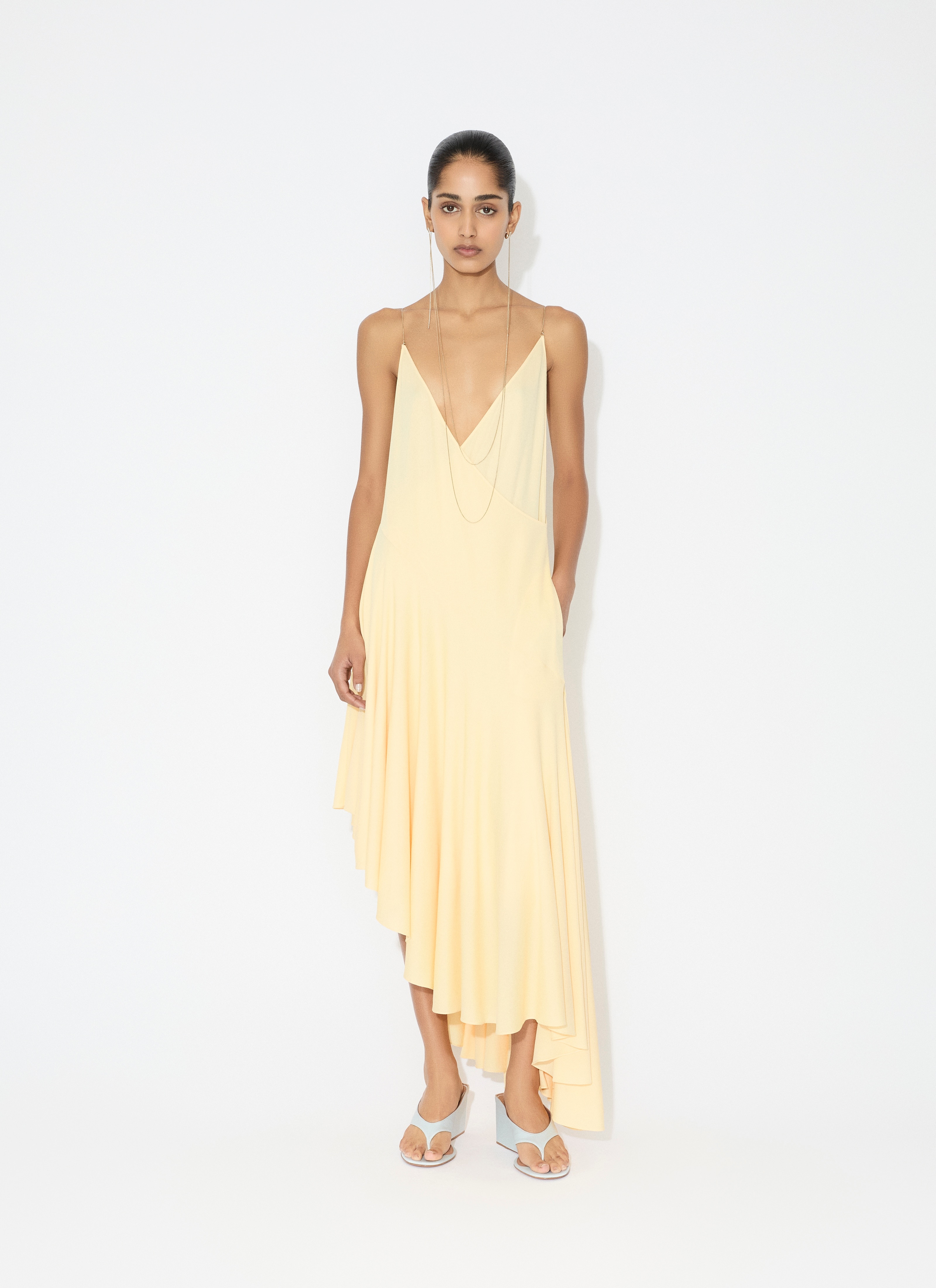 MATTE JERSEY ASYMMETRICAL SLIP DRESS - 2