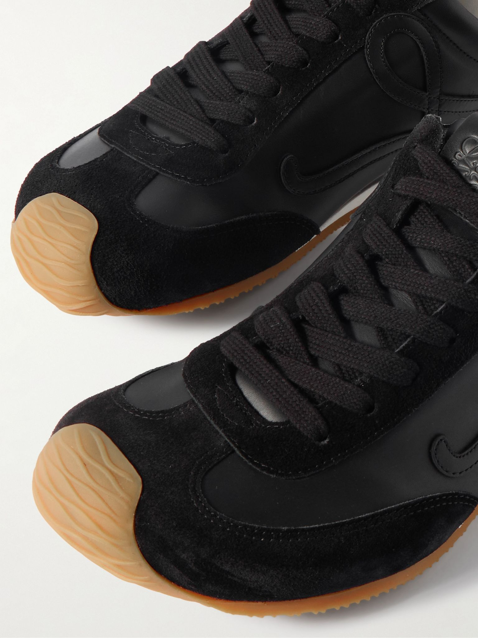 Ballet Runner 2.0 Suede-Trimmed Leather Sneakers Black - 5