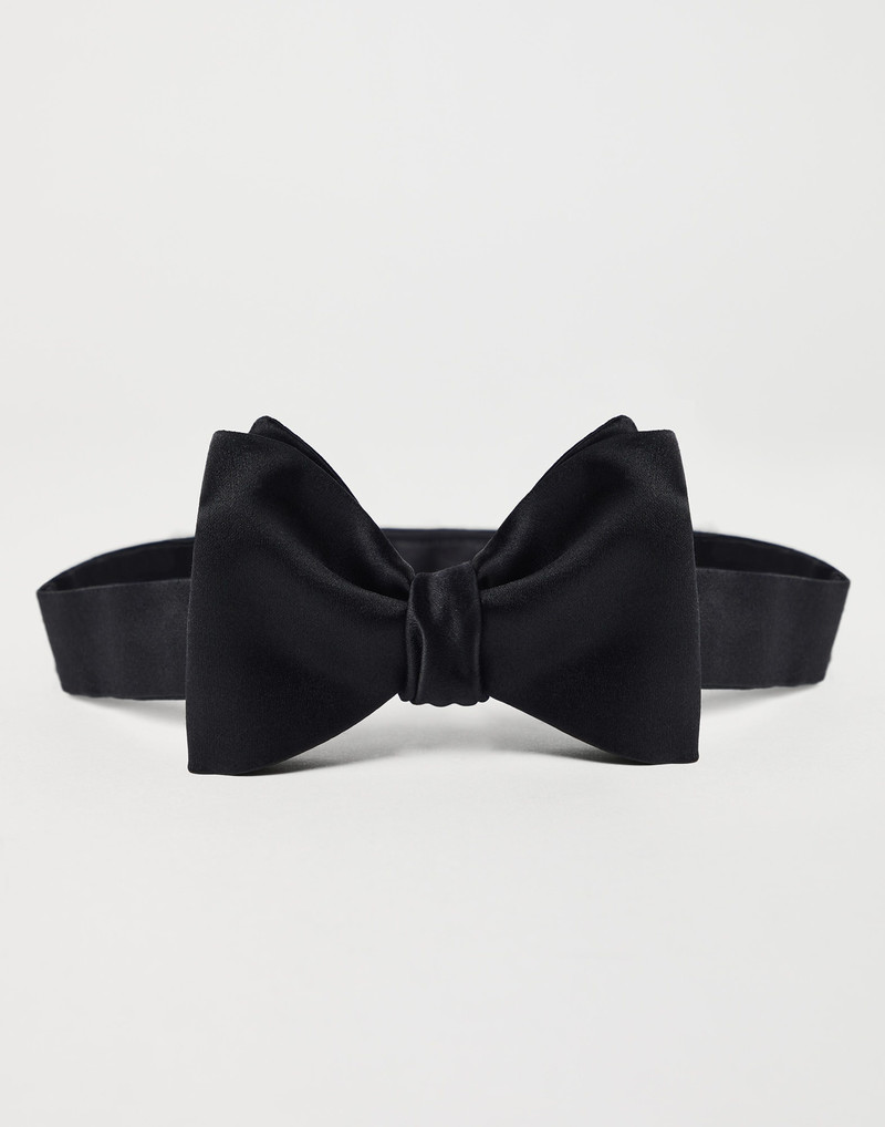 Cotton and silk satin bow tie - 1