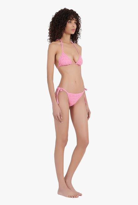 Pink bikini with Balmain monogram pattern - 7