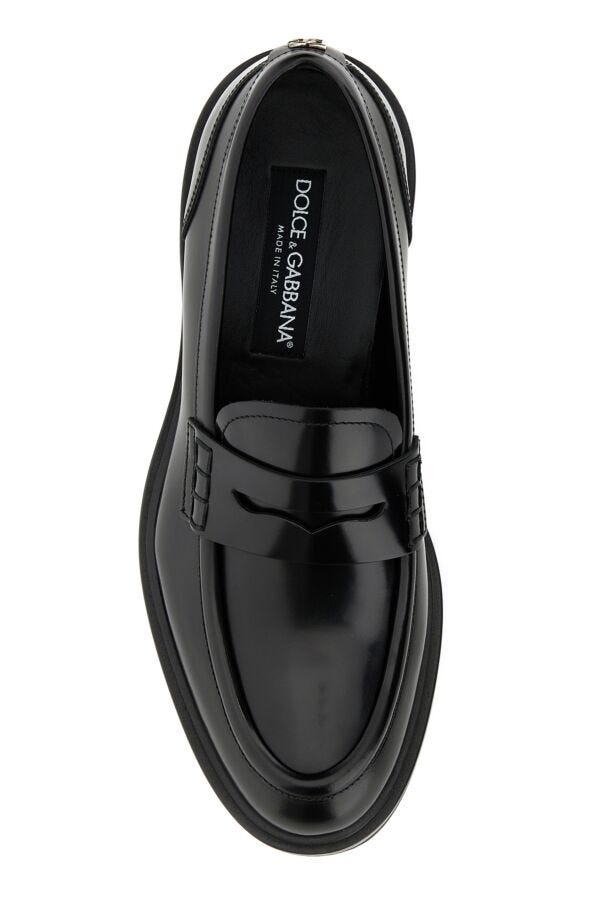 Black leather loafers - 4