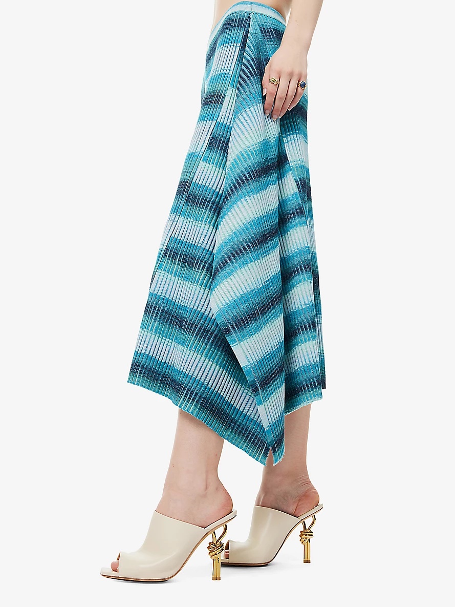 Caelan colour-block rayon-blend knitted midi skirt - 5