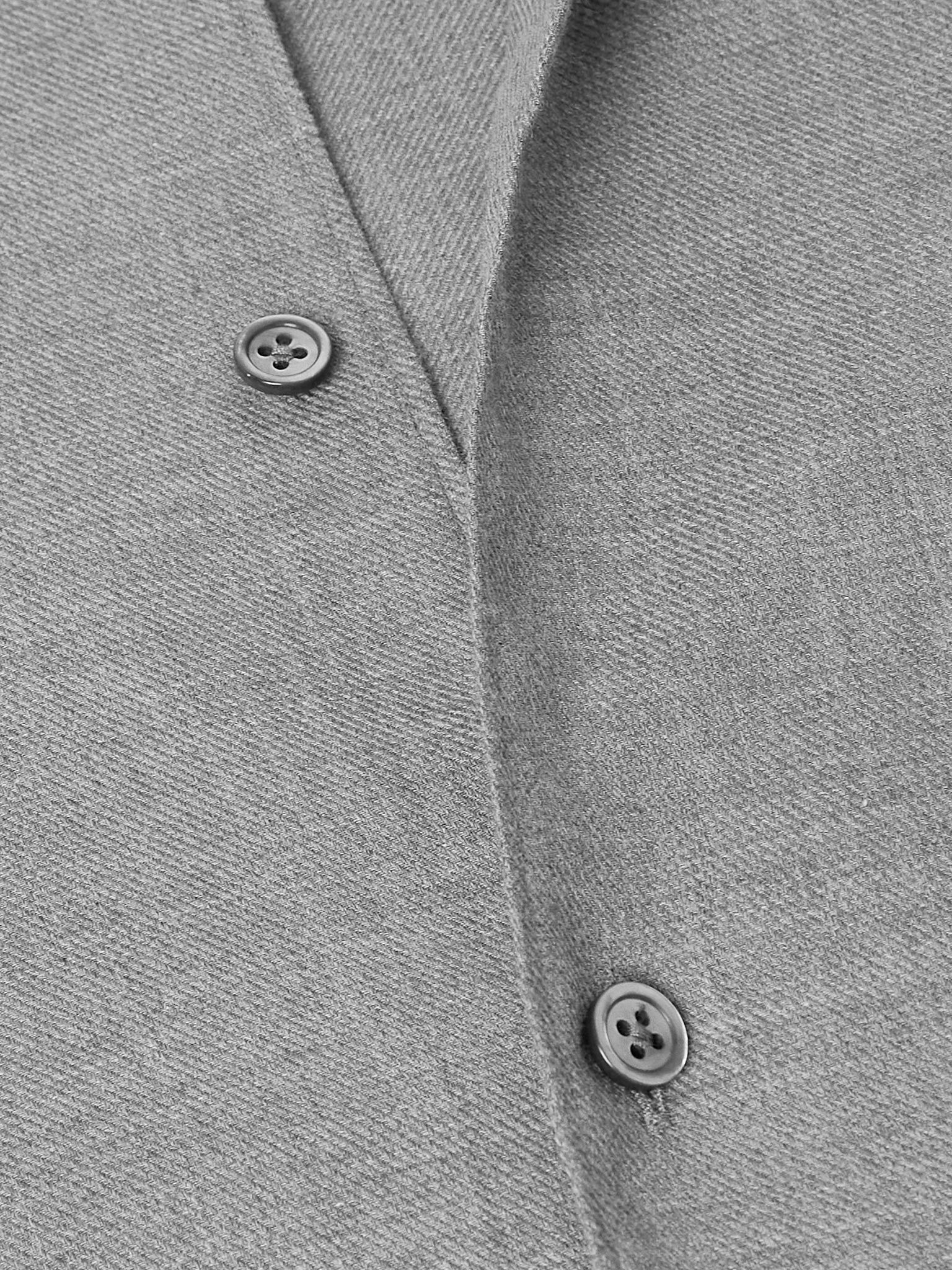 Cotton and Cashmere-Blend Twill Shirt Gray - 5