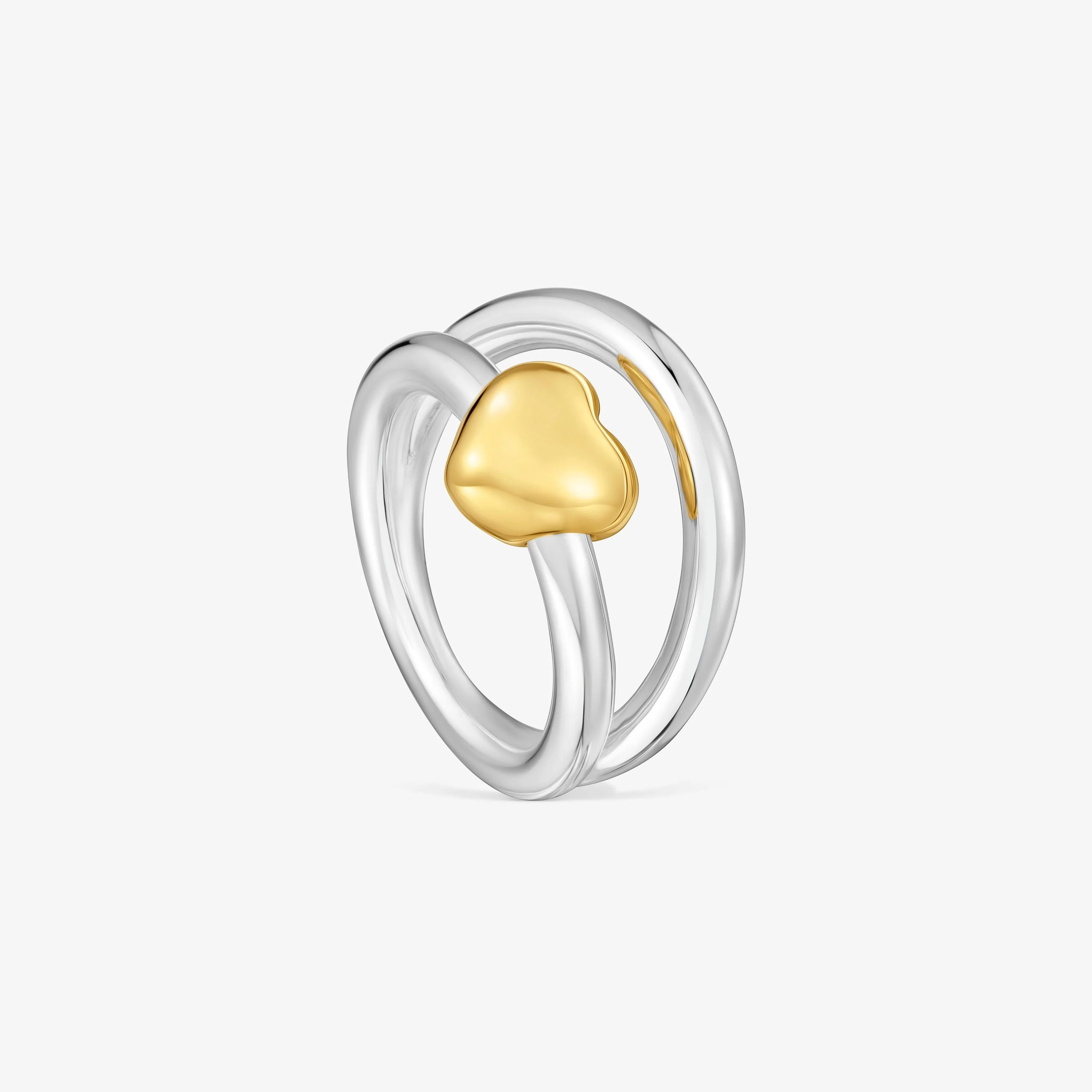 Two-tone heart-motif Double hoop ring TOUS Flechazo - 1