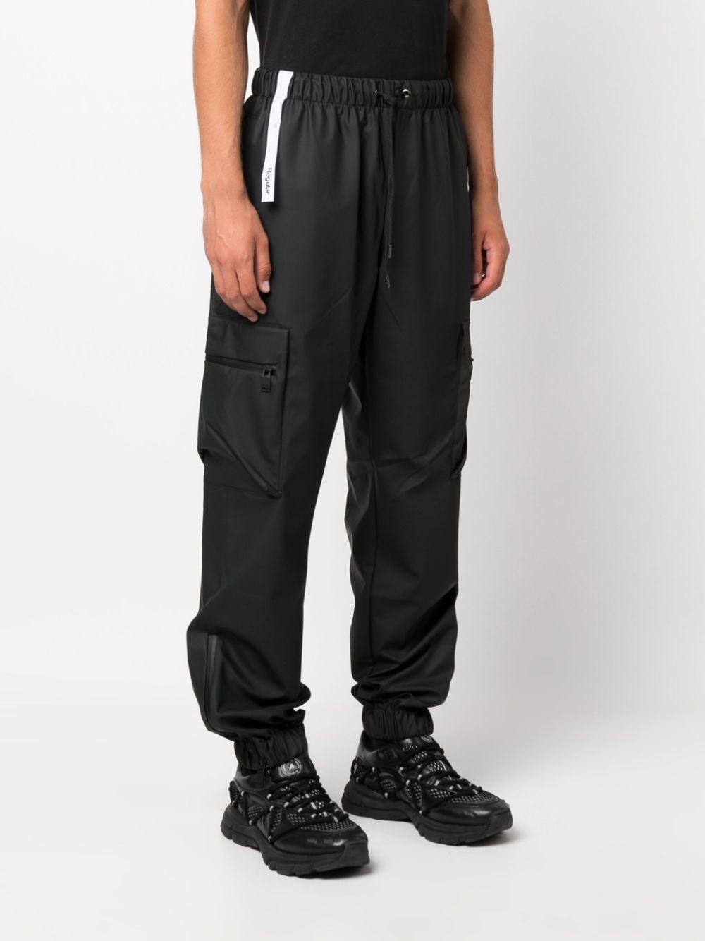 drawstring-waistband tapered cargo trousers - 3