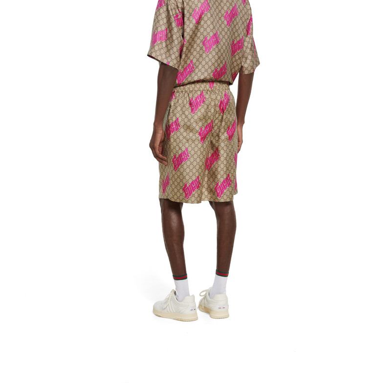 Printed silk twill shorts 4