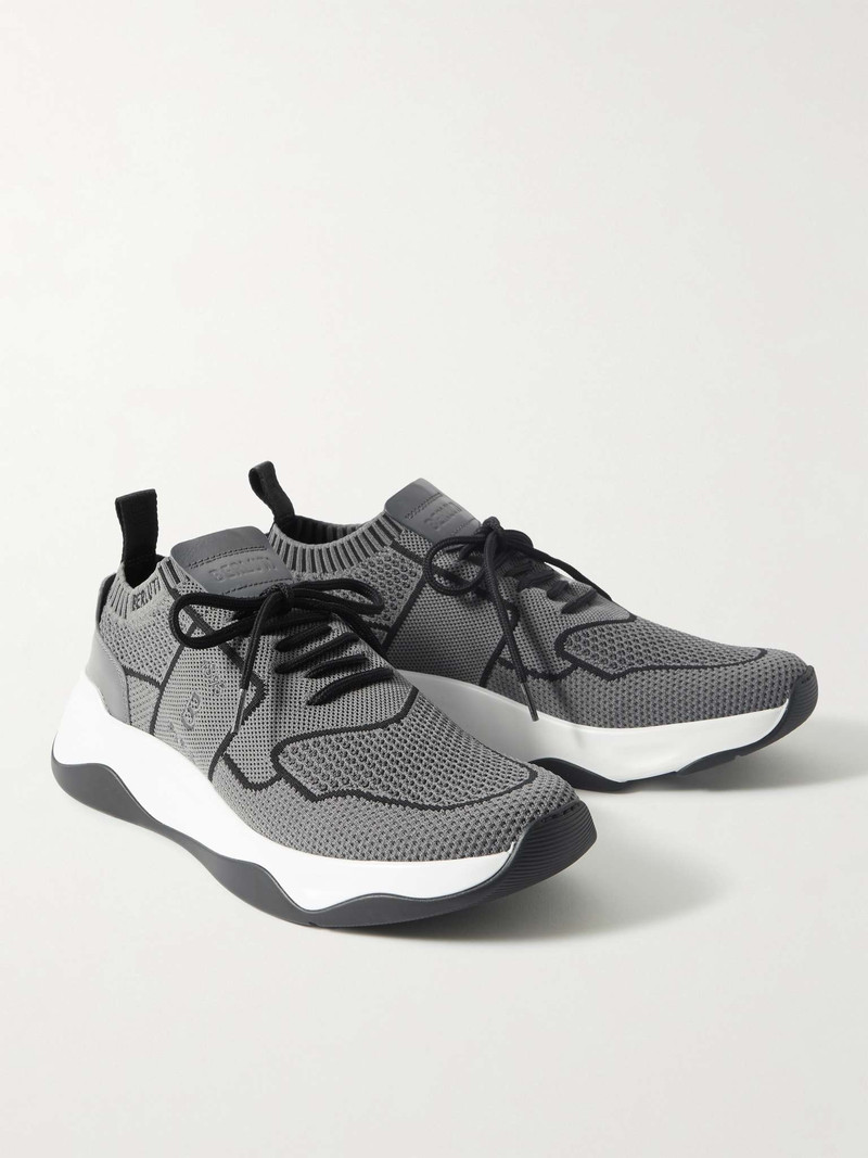 Shadow Leather-Trimmed Stretch-Knit Sneakers 4