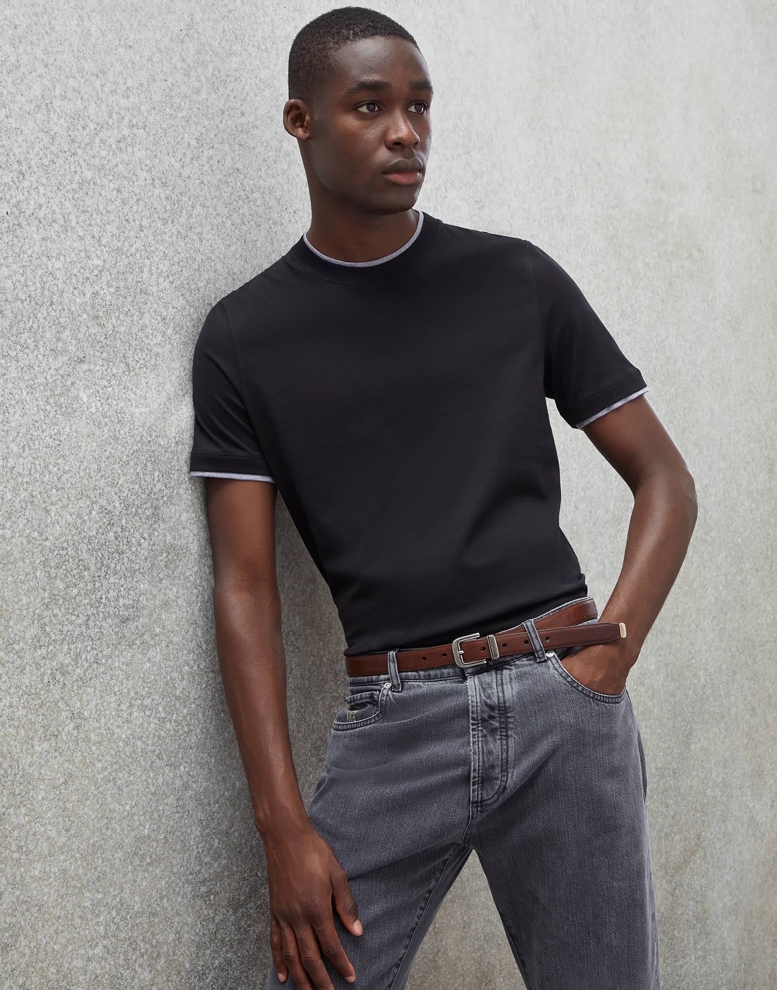 【関税&送料込】Brunello Cucinelli Regular Fit Cotton T-Shir BRUNELLO CUCINELLI | Tennis Stripe Cotton Jersey T-Shirt