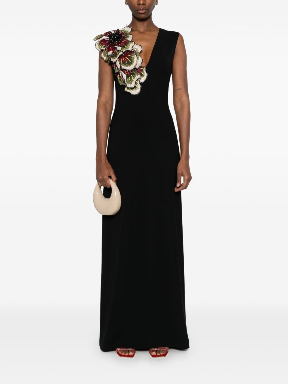 crepe florals maxi dress - 2