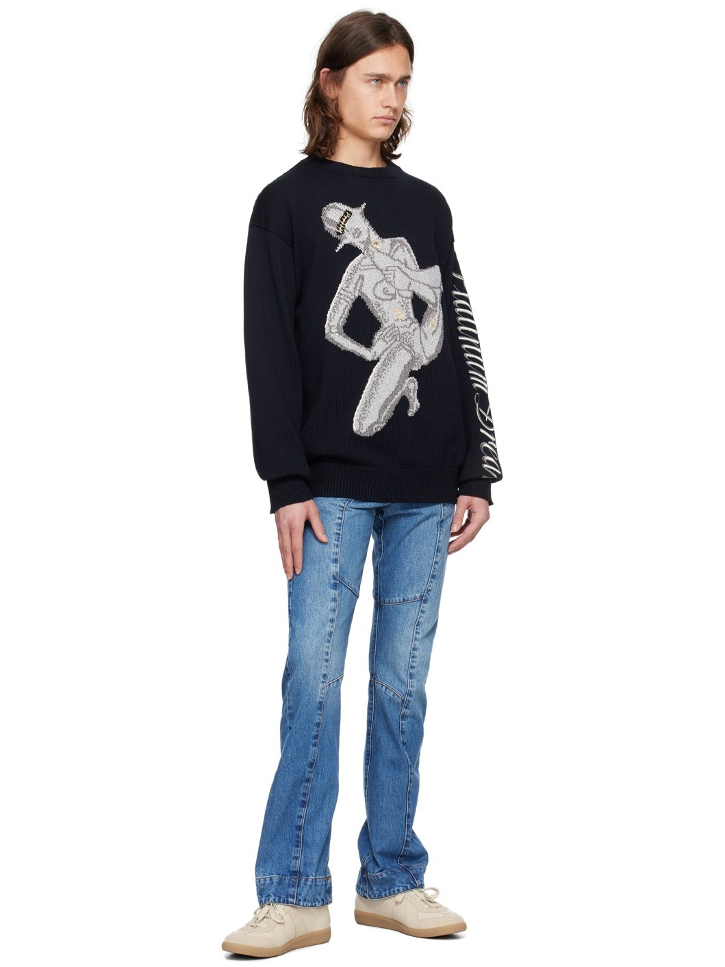 Black Embroidered Sweater - 4