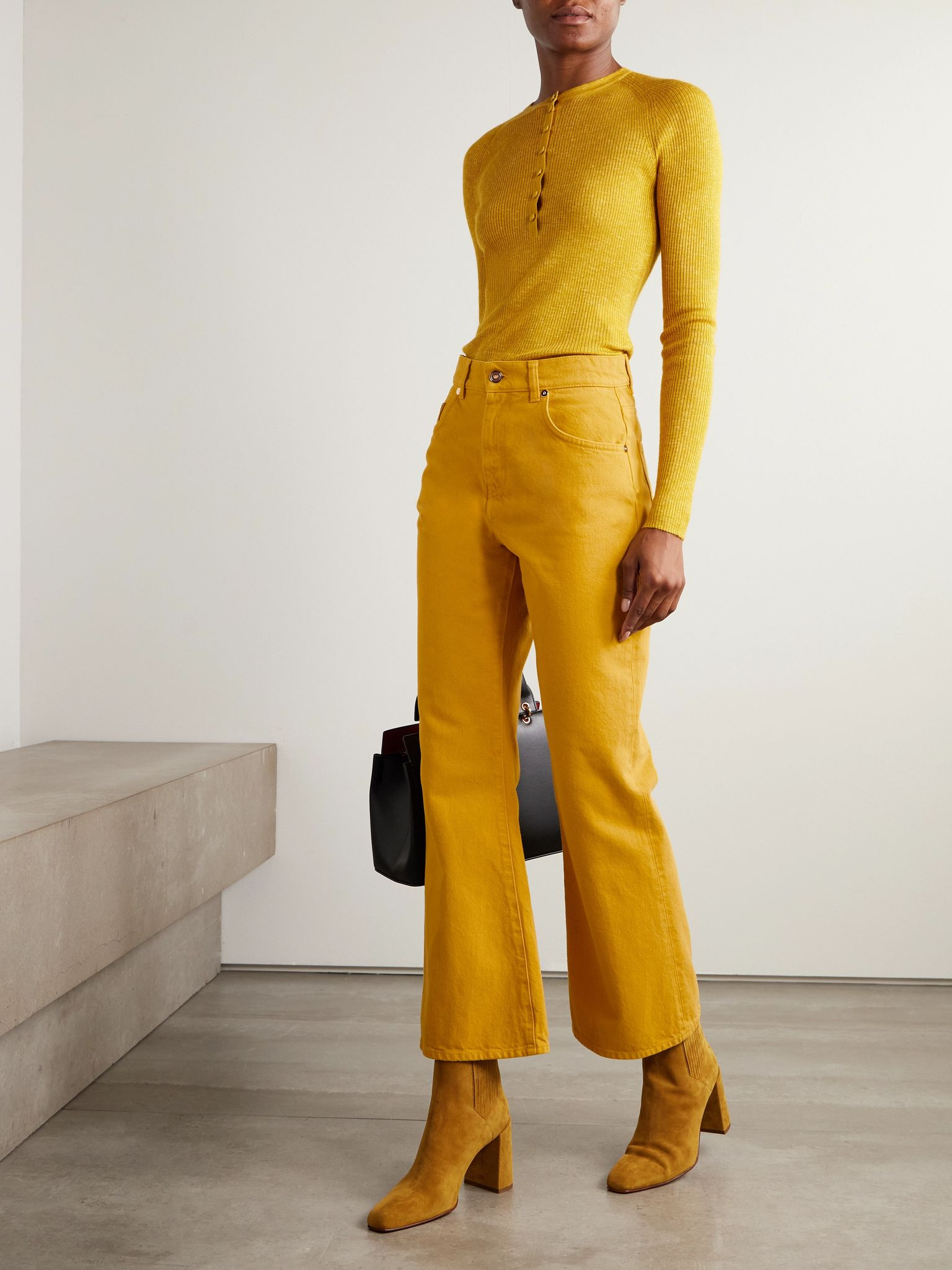 Ezra high-rise bootcut recycled jeans Mustard - 2