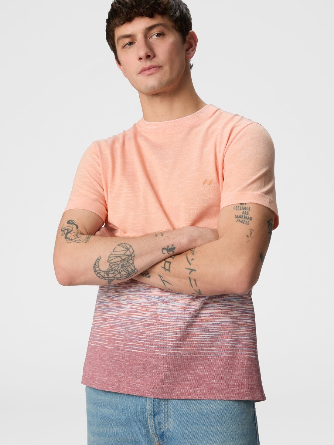 Crewneck T-shirt in slub cotton and linen with zigzag embroidery - 4