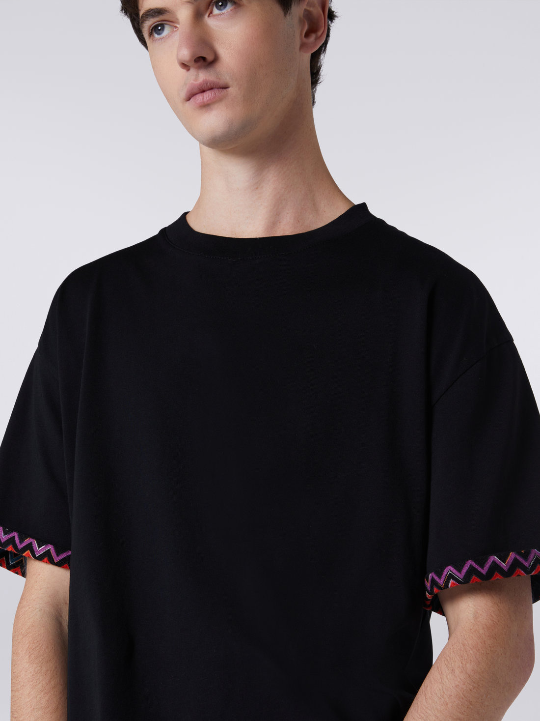Cotton jersey T-shirt with zigzag turn-ups - 5