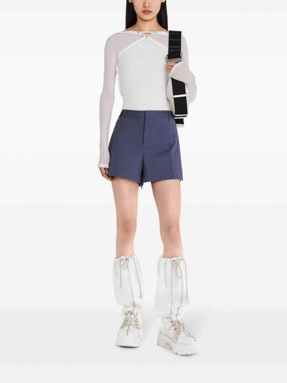 panelled boat-neck top - 2