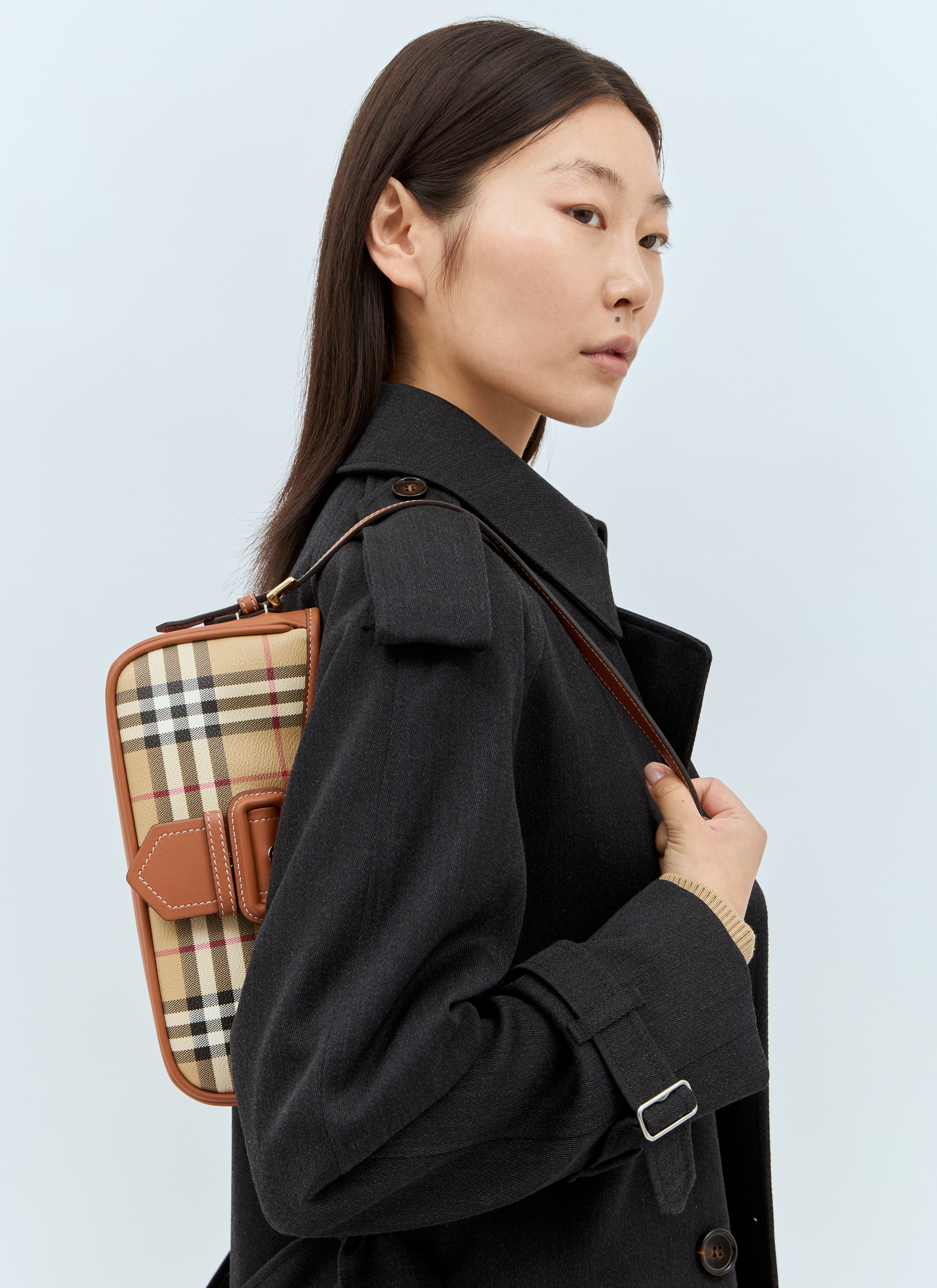 BURBERRY｜ (Check Sling Buckle Bag (8092074)) Burberry Check Buckle Shoulder Bag | Neiman Marcus
