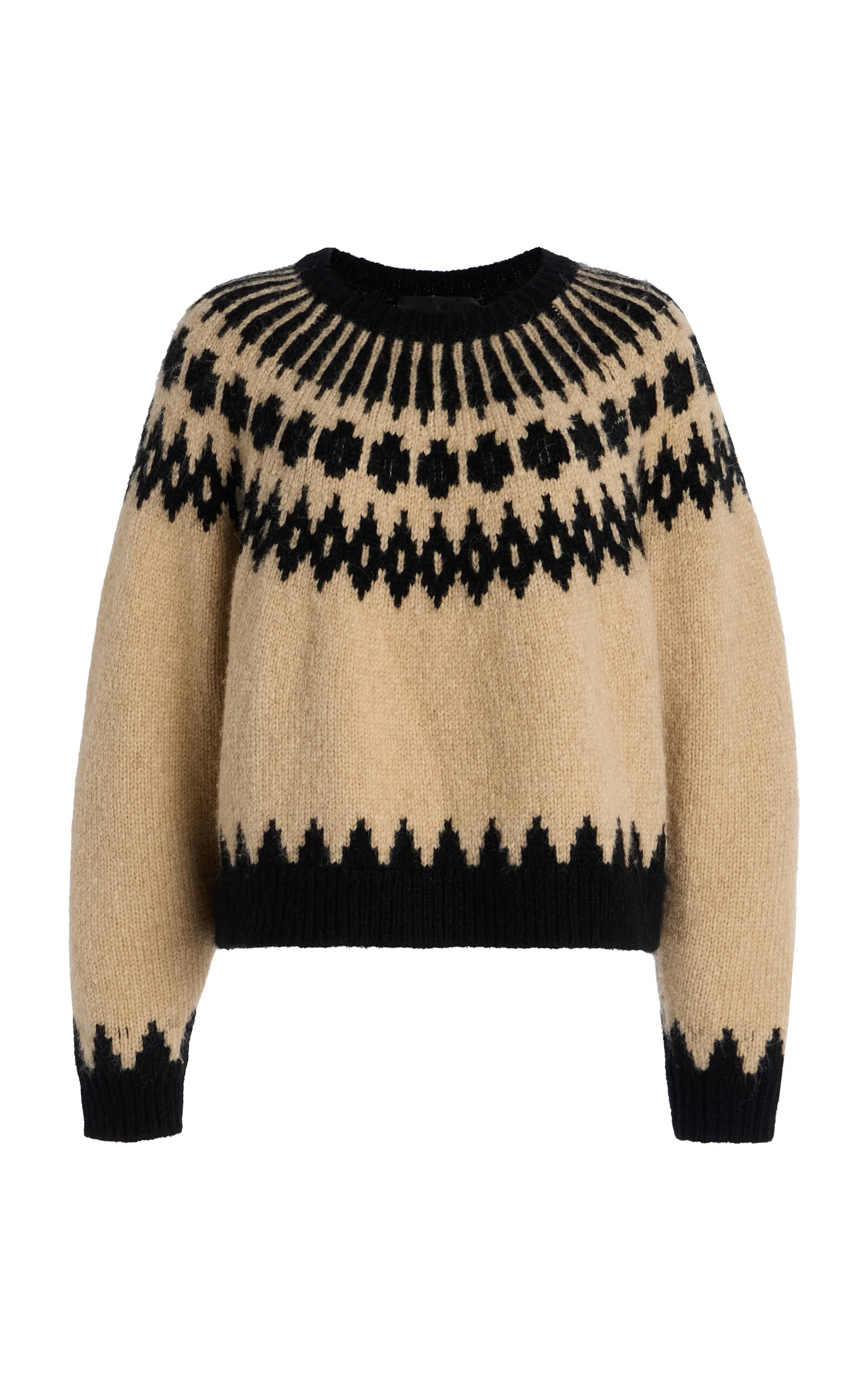 Alena Geometric Wool Sweater tan - 1