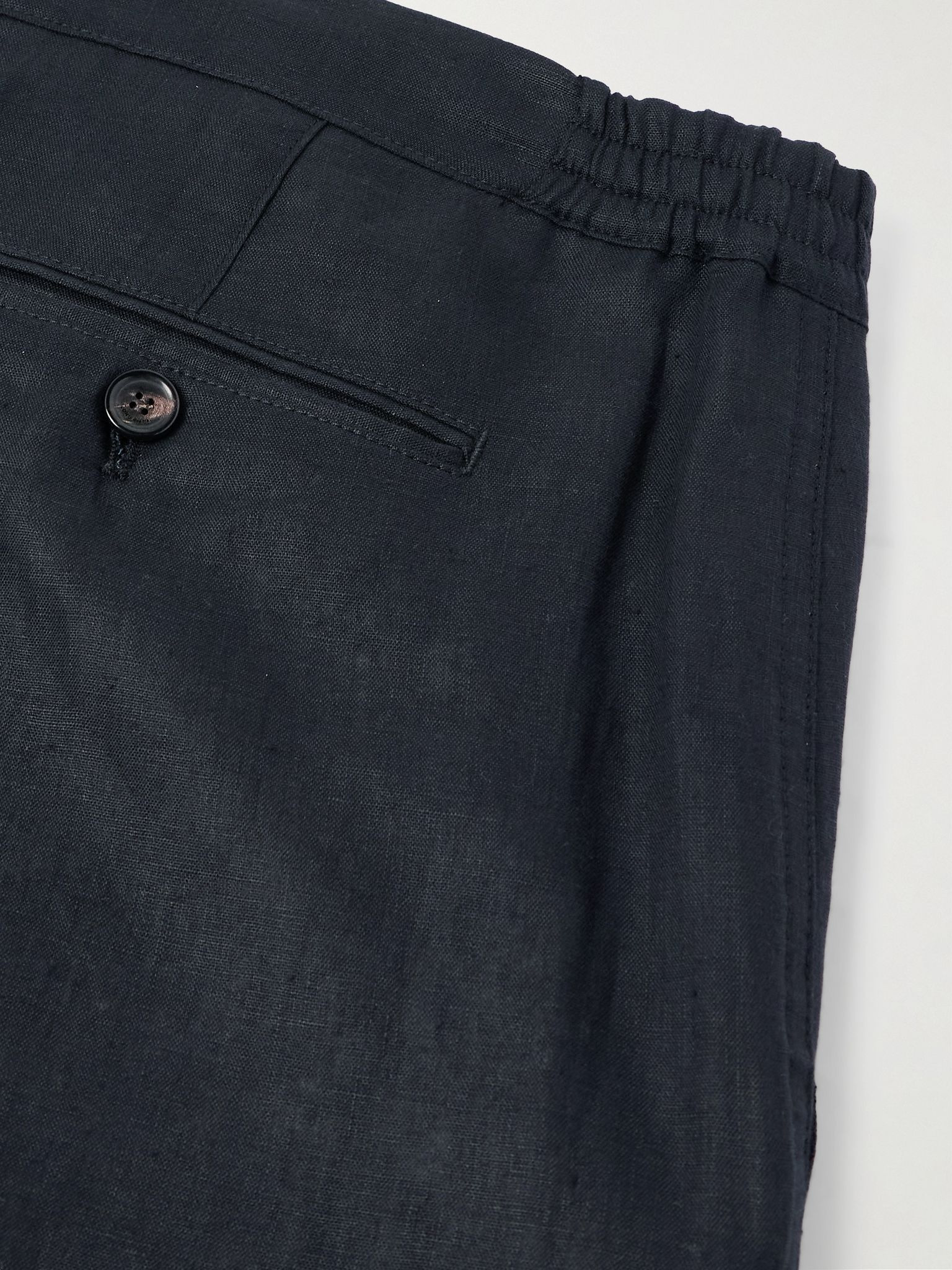 Straight-Leg Linen Shorts Blue - 5