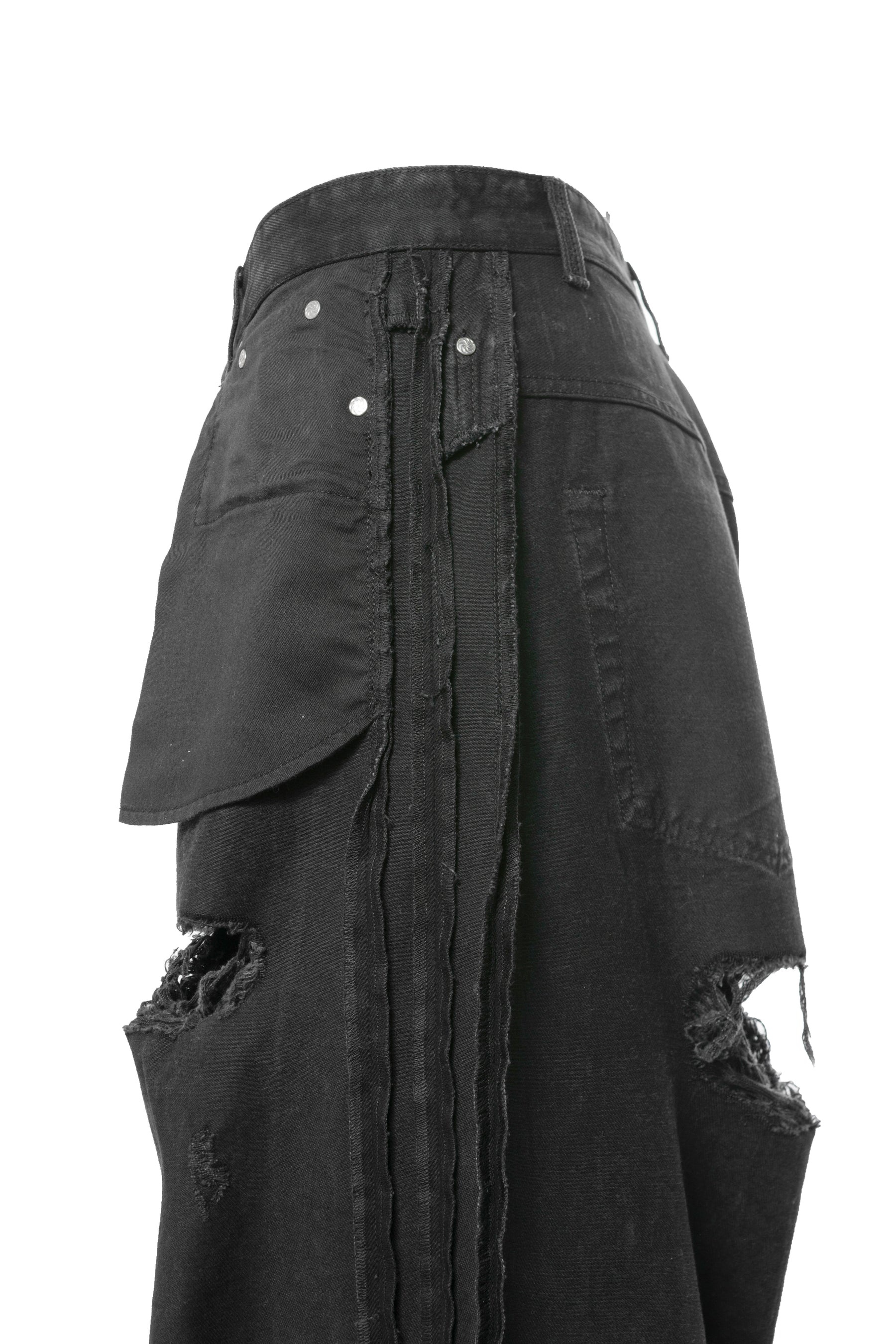 DESTROYED INSIDE-OUT BAGGY JEANS / BLK - 6