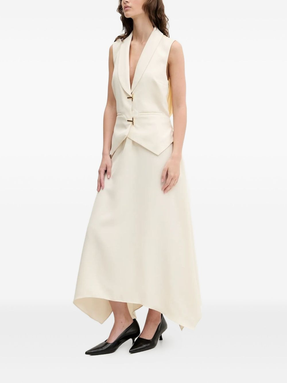 asymmetrical gold-clasp dress - 2