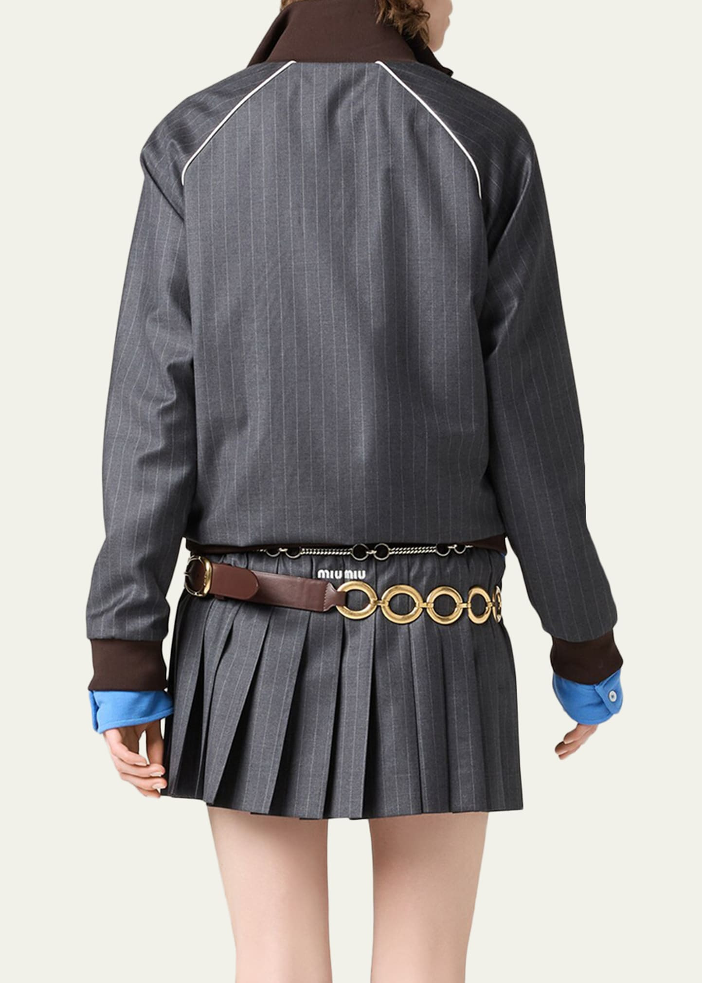 Pinstripe Zip-Up Jacket - 3