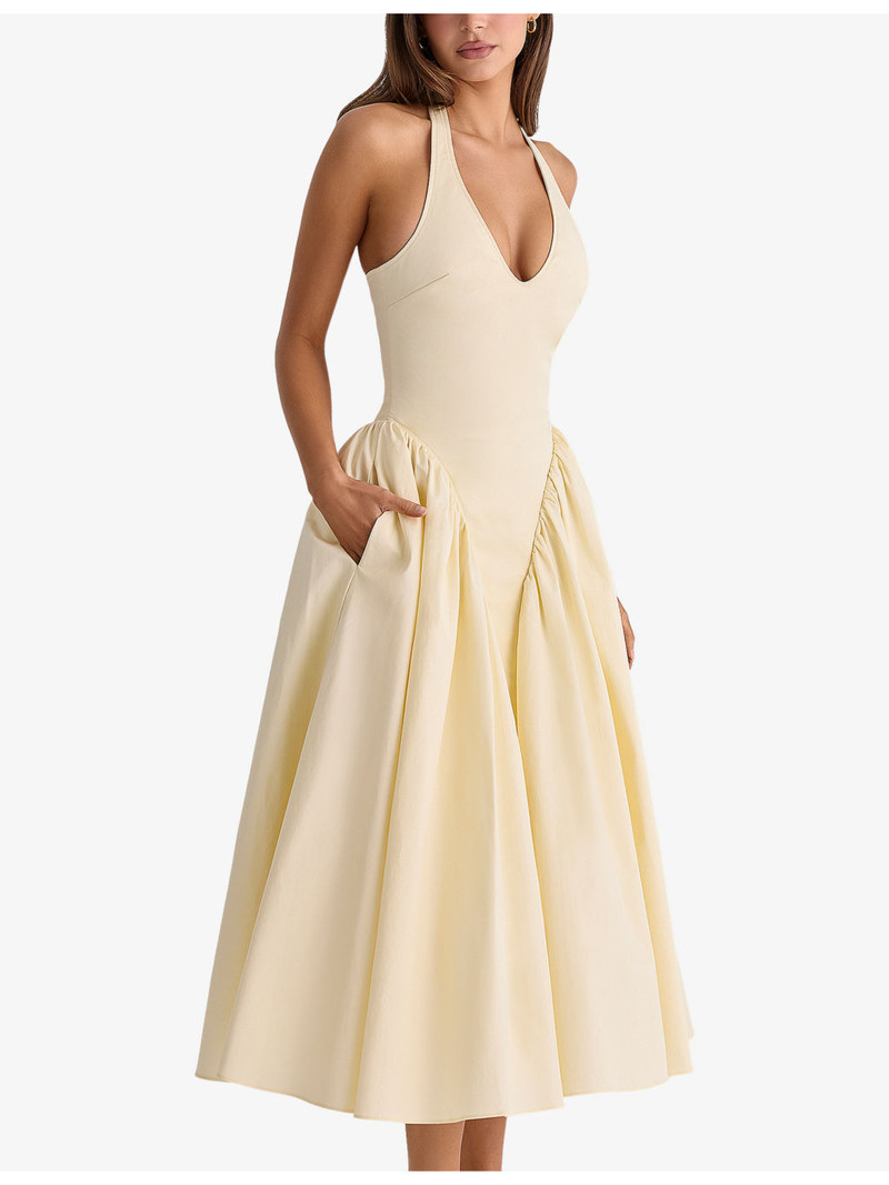 Marilyn Halterneck Stretch-Cotton Midi Dress 3