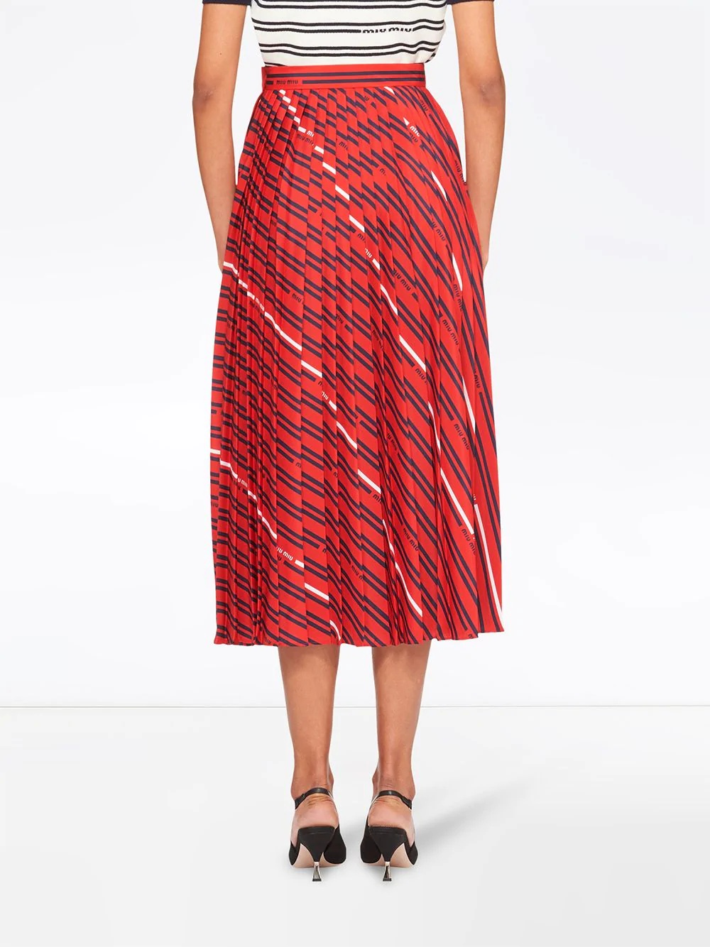 logo print pleated midi skirt - 4