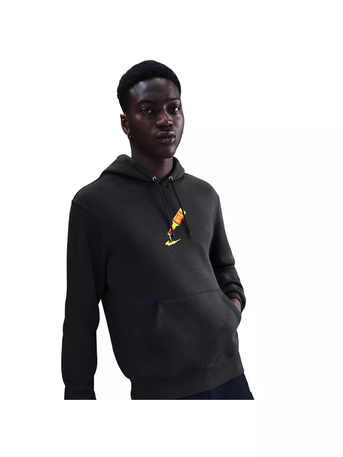 Men's Sportswear Club Sole Food Pullover Fleece Hoodie -Black - 1
