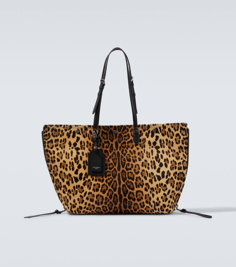 Atene leopard-print calf hair tote bag 1