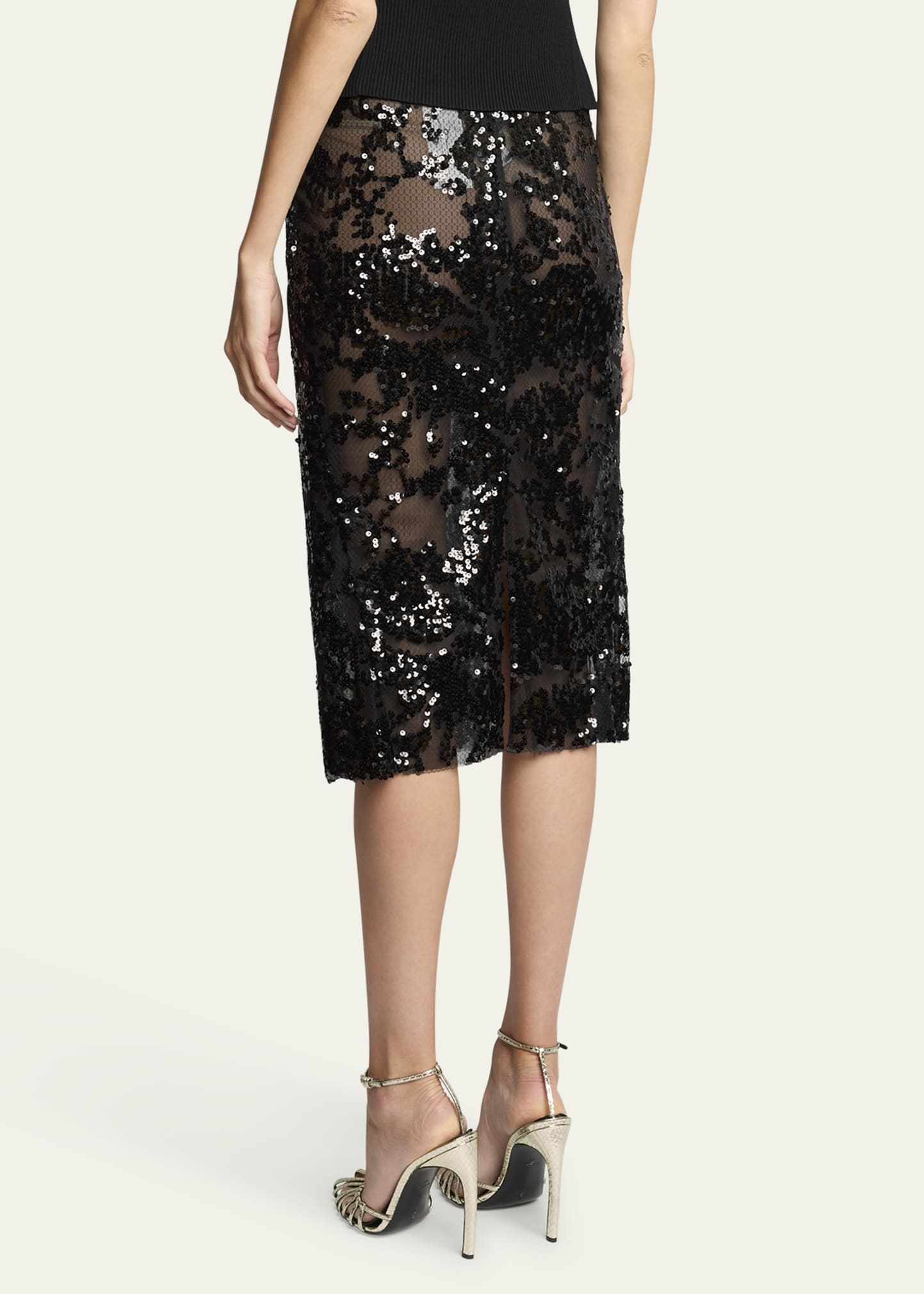 Sequined Straight Skirt - 3