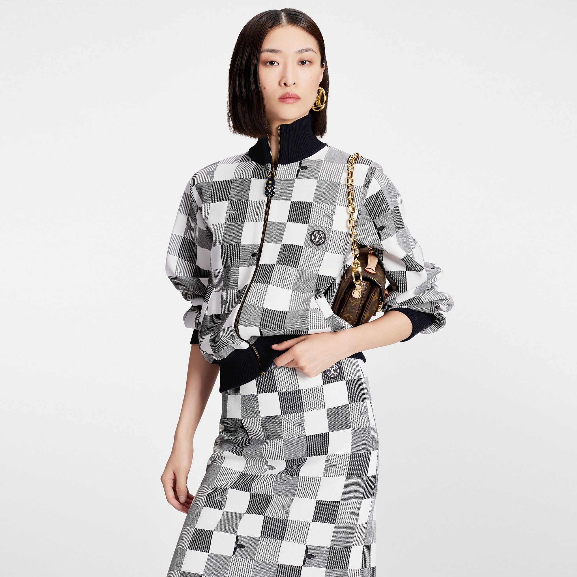 Pop Monogram Damier Knit Skirt - 5