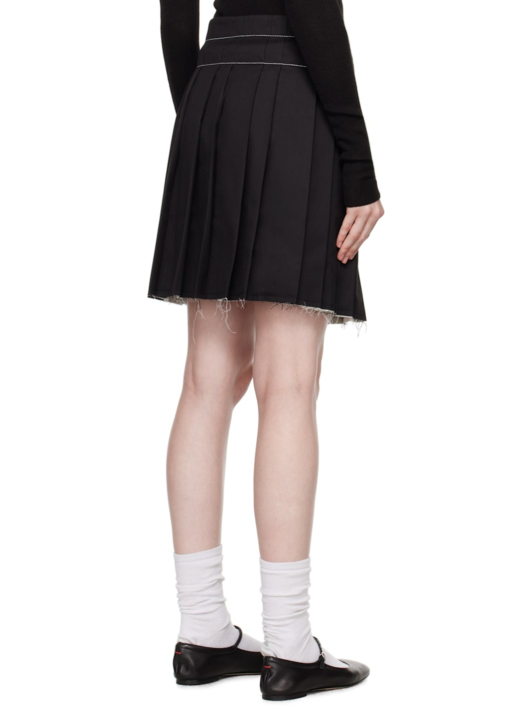 Black Pleated Wrap Miniskirt - 3
