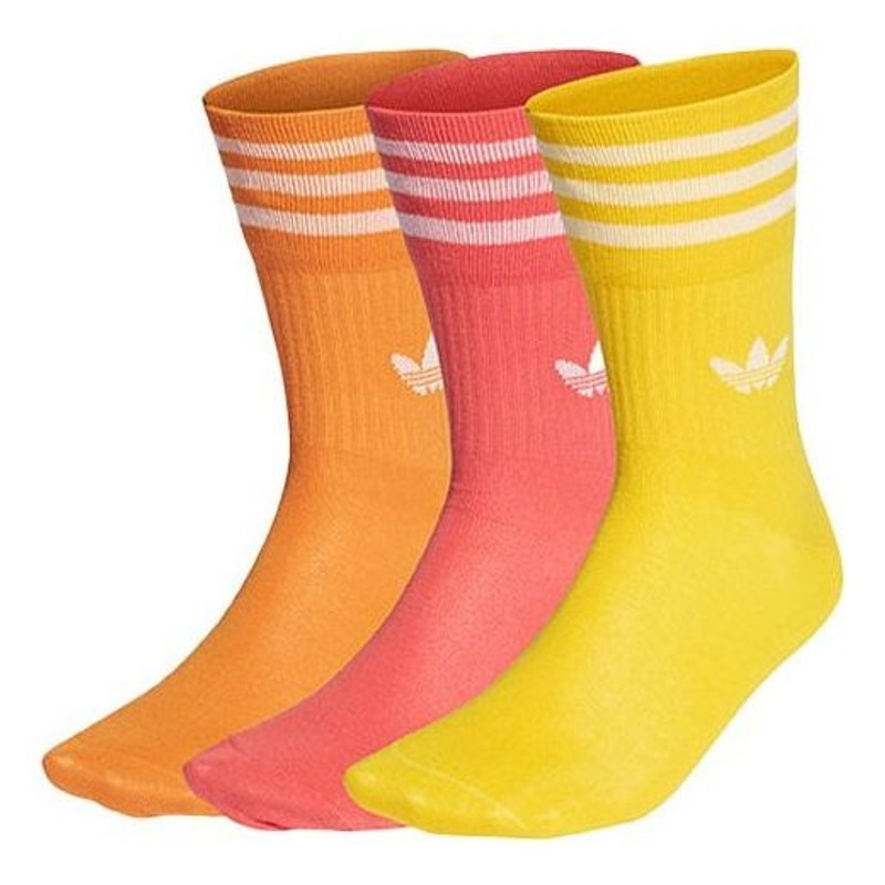 adidas Unisex Mid Cut Crw Logo Jacquard Socks 3 Packs Pink/Orange/Yellow HG5688 1
