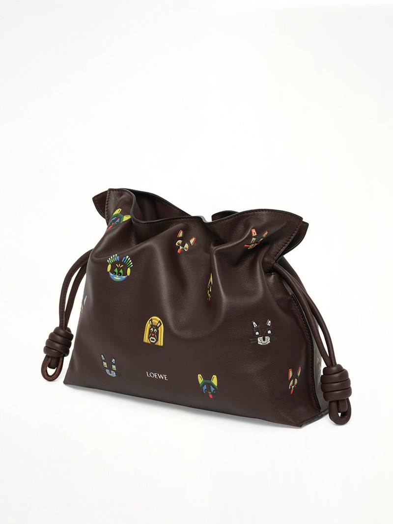 Loewe Flamenco Clutch Cats Medium Bag in Brown outlook