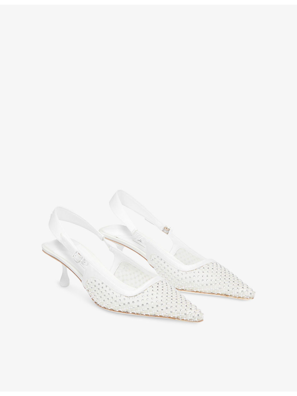 Amel Crystal-Mesh Heeled Satin Pumps - 3
