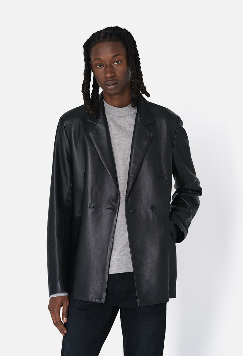 LEATHER DOUBLE BREASTED BLAZER 2