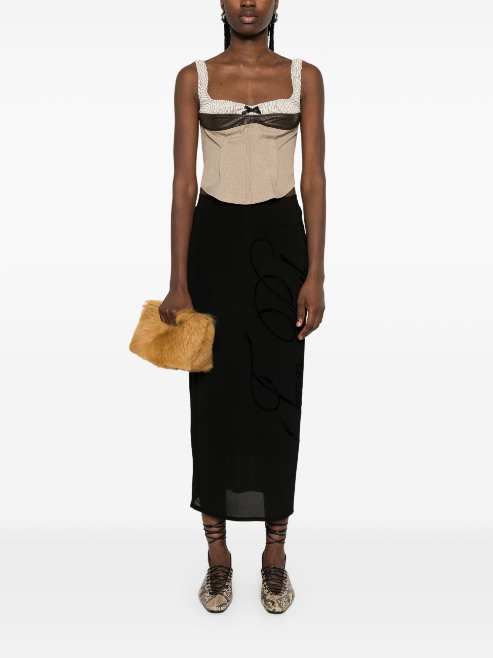 flocked-logo midi skirt - 2